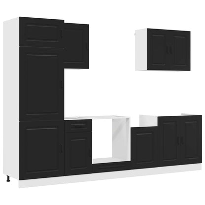 7 Piece Kitchen Cabinet Set "Kalmar" Black Engineered Wood