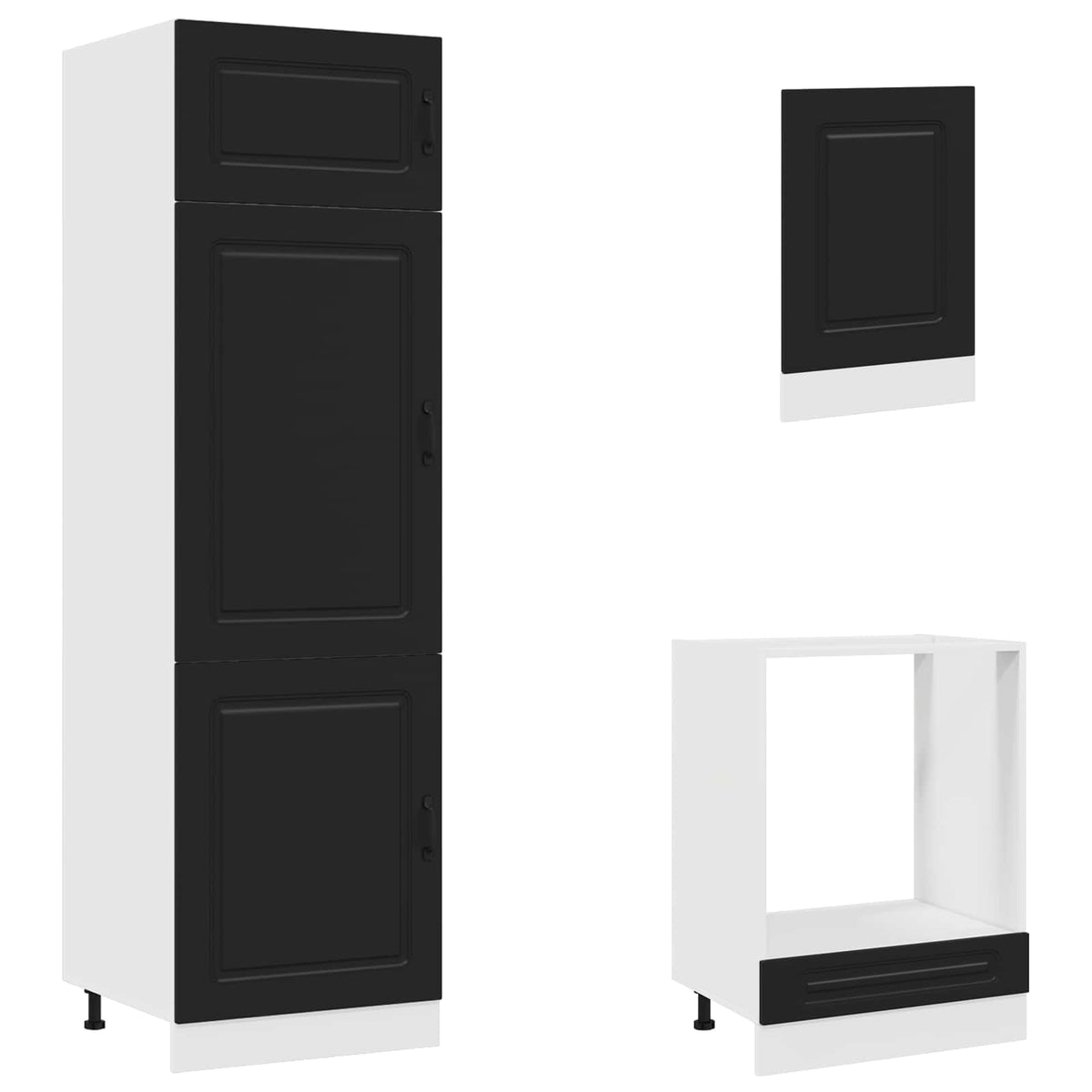 7 Piece Kitchen Cabinet Set "Kalmar" Black Engineered Wood