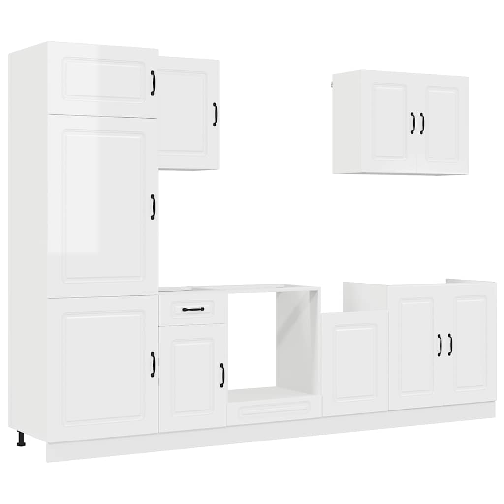 7 Piece Kitchen Cabinet Set "Kalmar" High Gloss White