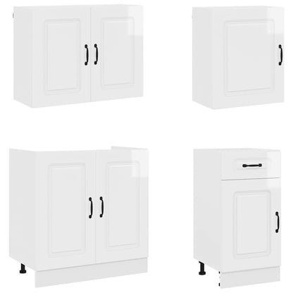 7 Piece Kitchen Cabinet Set "Kalmar" High Gloss White