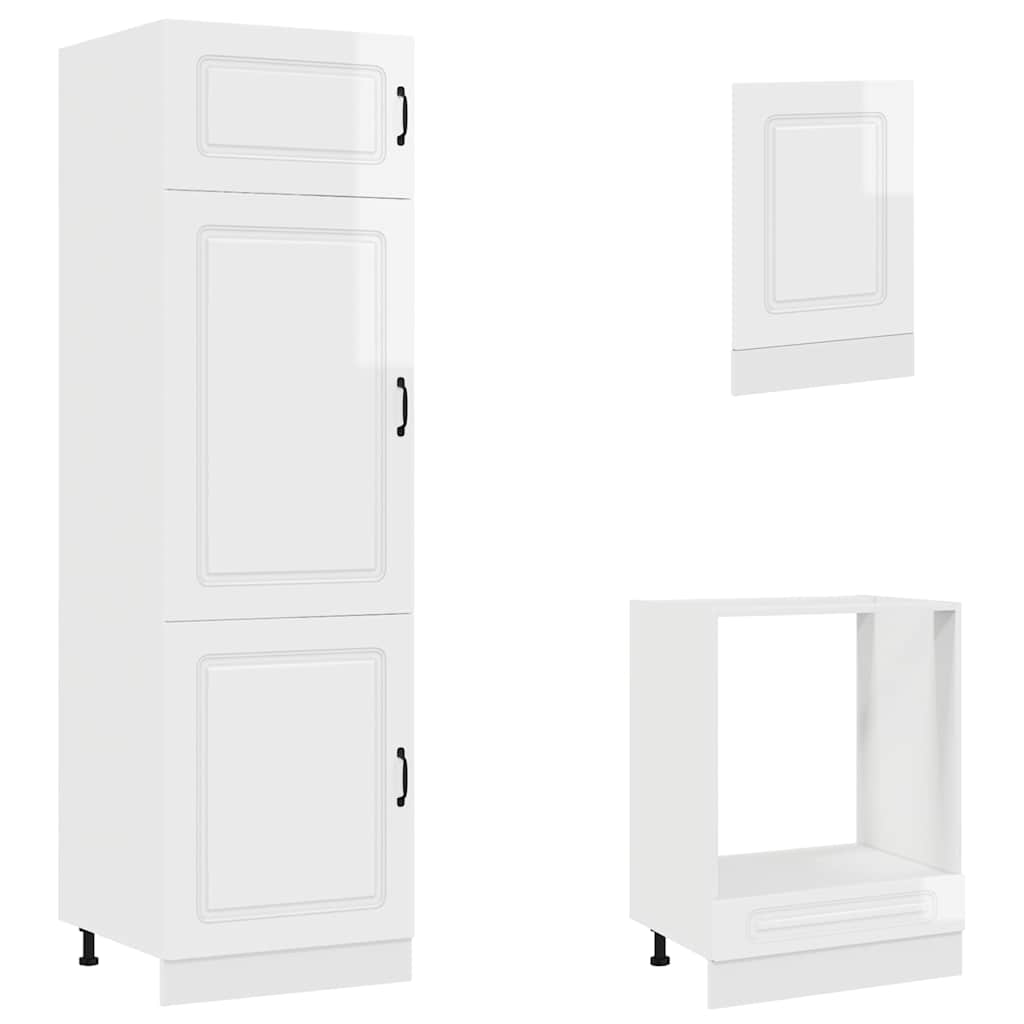 7 Piece Kitchen Cabinet Set "Kalmar" High Gloss White