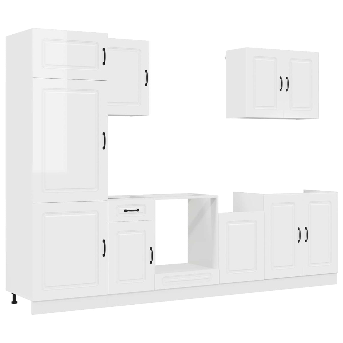 7 Piece Kitchen Cabinet Set "Kalmar" High Gloss White