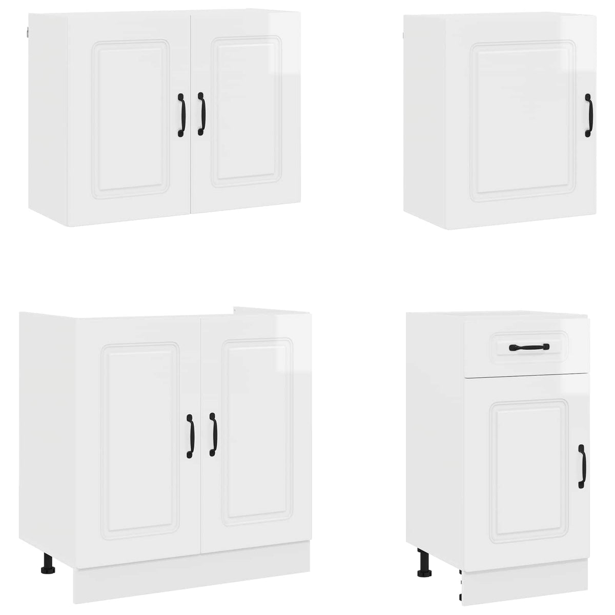 7 Piece Kitchen Cabinet Set "Kalmar" High Gloss White