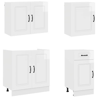 7 Piece Kitchen Cabinet Set "Kalmar" High Gloss White