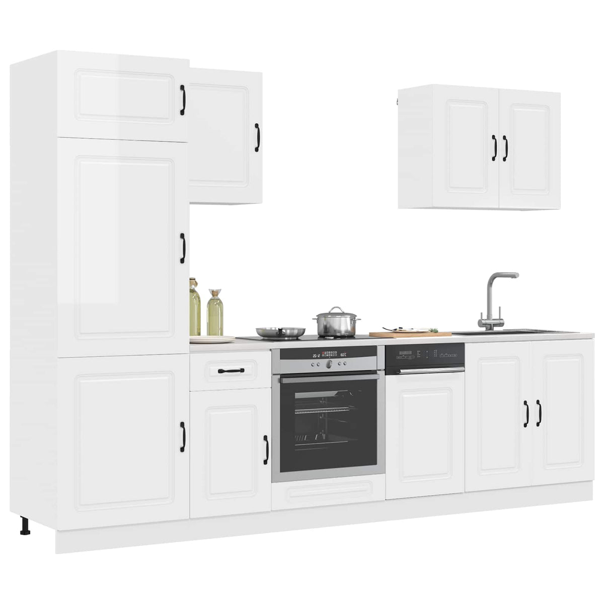 7 Piece Kitchen Cabinet Set "Kalmar" High Gloss White
