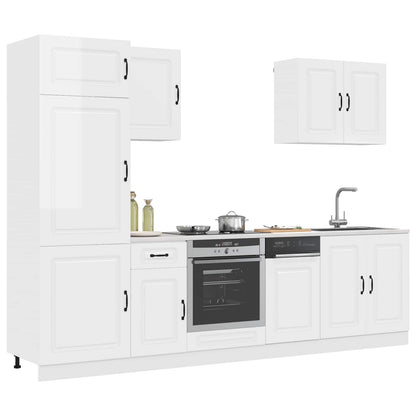 7 Piece Kitchen Cabinet Set "Kalmar" High Gloss White