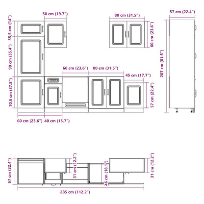 7 Piece Kitchen Cabinet Set Kalmar Concrete Grey Engineered Wood