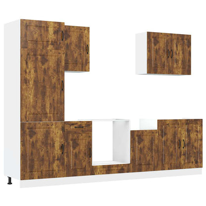 7 Piece Kitchen Cabinet Set Kalmar Smoked Oak Engineered Wood