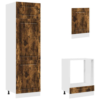 7 Piece Kitchen Cabinet Set "Kalmar" Smoked Oak Engineered Wood