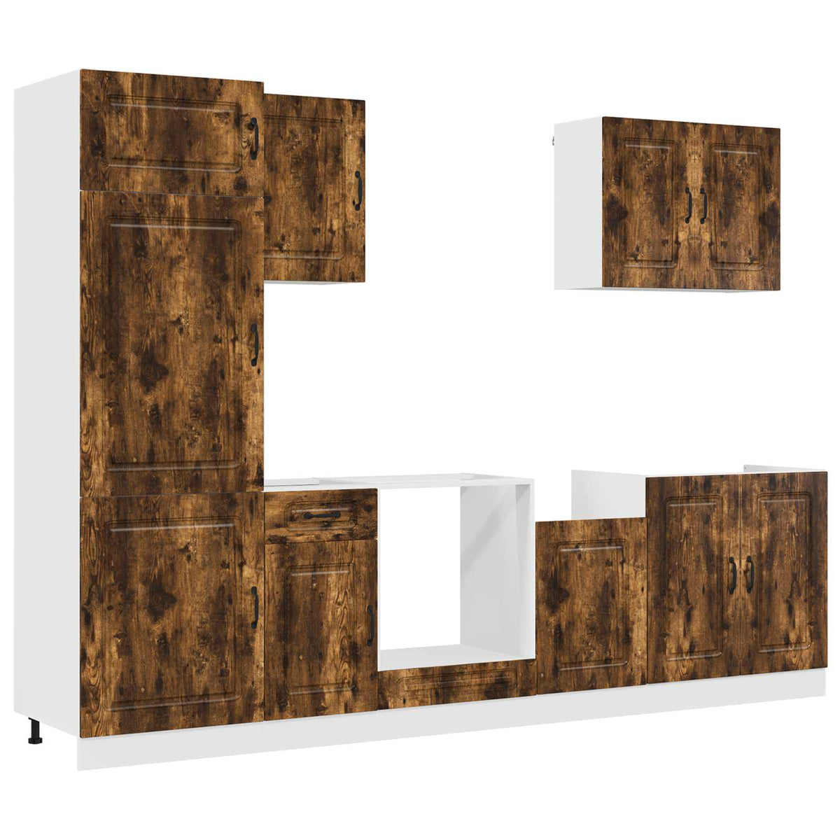 7 Piece Kitchen Cabinet Set "Kalmar" Smoked Oak Engineered Wood