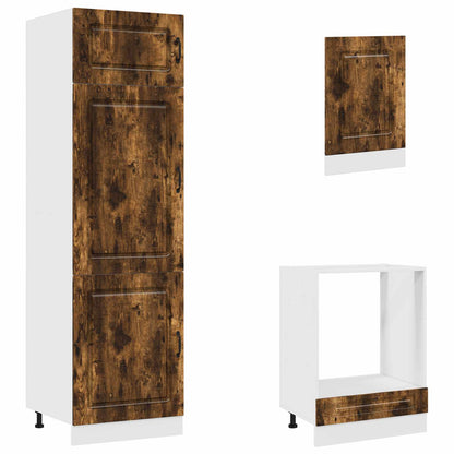 7 Piece Kitchen Cabinet Set "Kalmar" Smoked Oak Engineered Wood