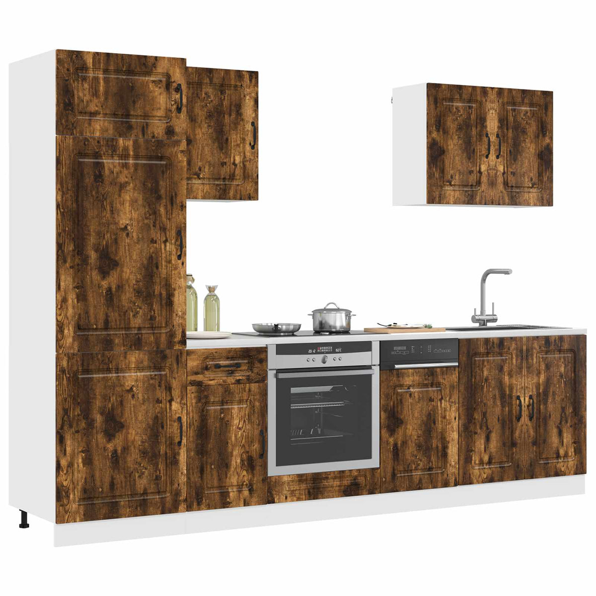 7 Piece Kitchen Cabinet Set "Kalmar" Smoked Oak Engineered Wood