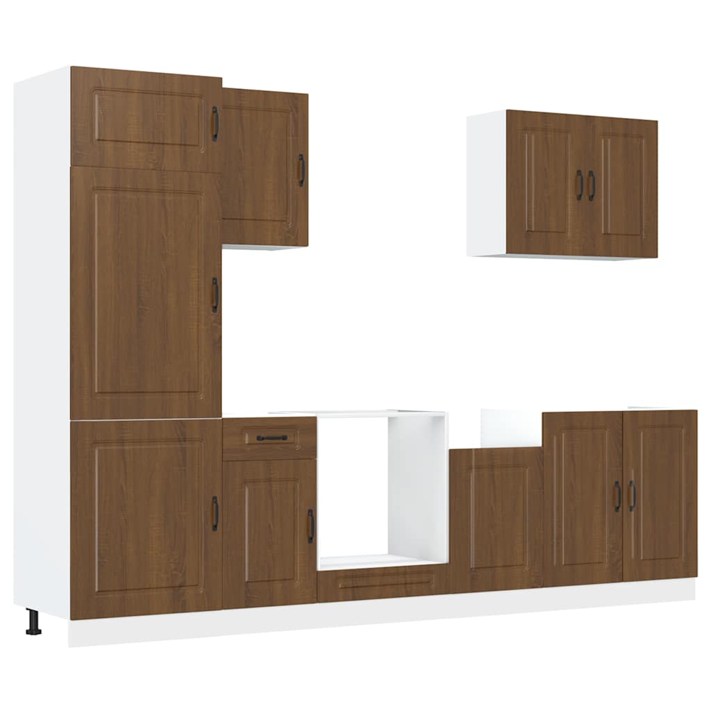 7 Piece Kitchen Cabinet Set Kalmar Brown Oak Engineered Wood