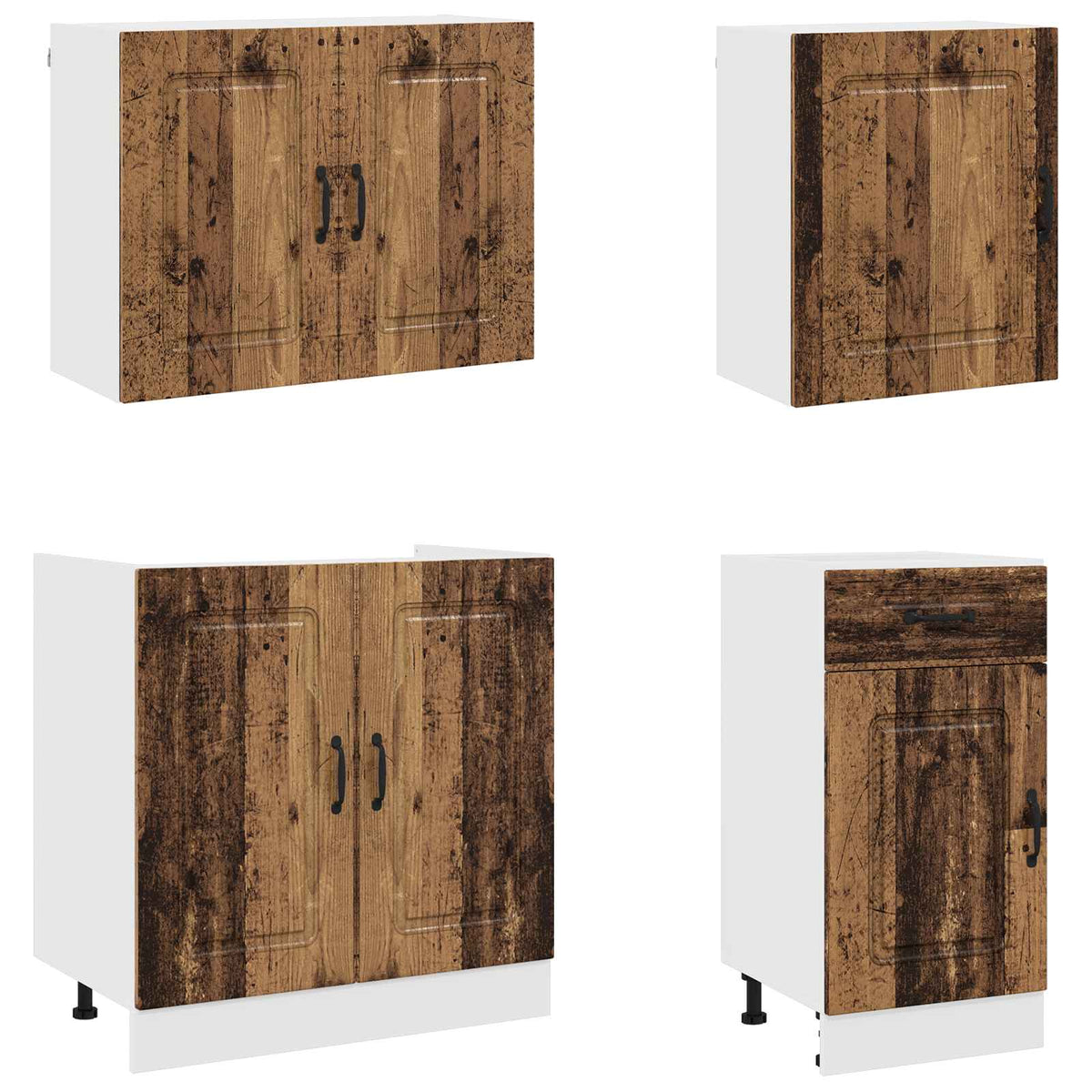 7 Piece Kitchen Cabinet Set "Kalmar" Old Wood Engineered Wood