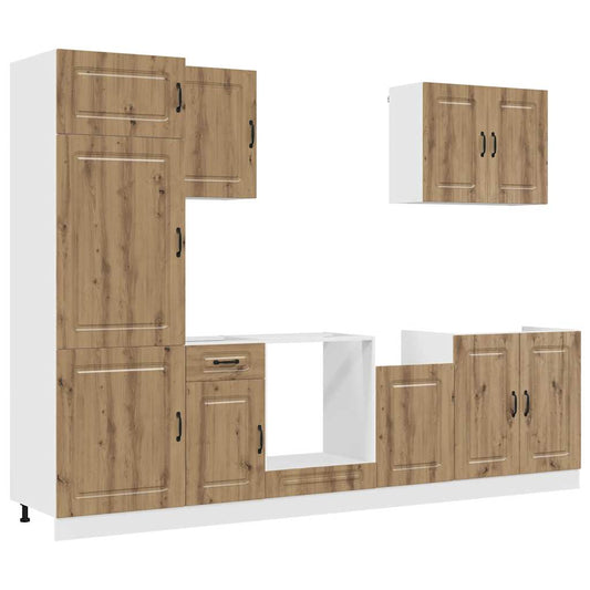 7 Piece Kitchen Cabinet Set "Kalmar" Artisan Oak Engineered Wood
