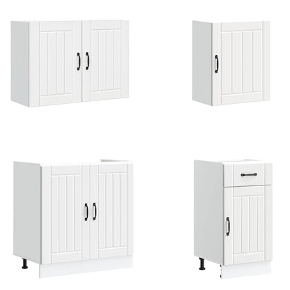 7 Piece Kitchen Cabinet Set Lucca White Engineered Wood