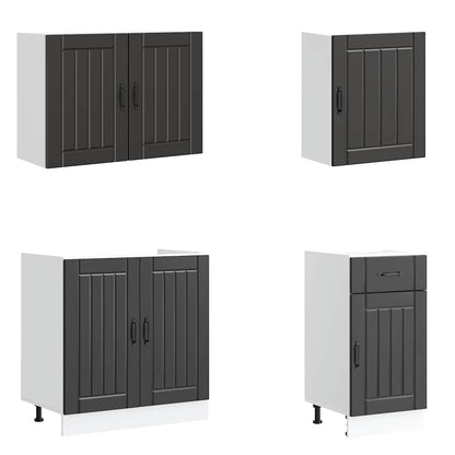 7 Piece Kitchen Cabinet Set Lucca Black Engineered Wood
