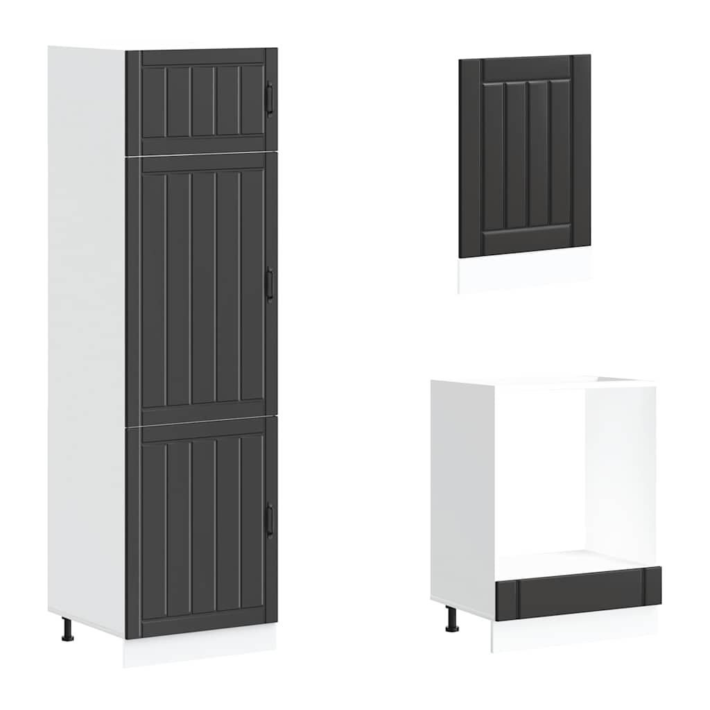 7 Piece Kitchen Cabinet Set Lucca Black Engineered Wood