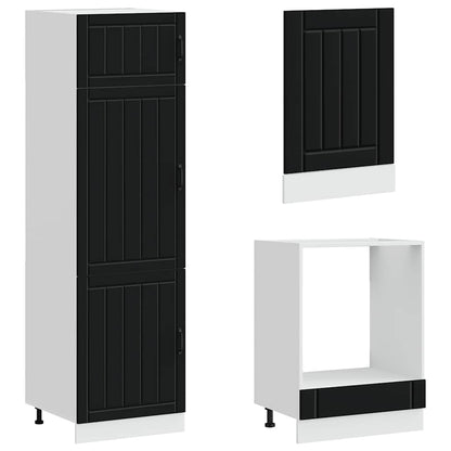 7 Piece Kitchen Cabinet Set "Lucca" Black Engineered Wood