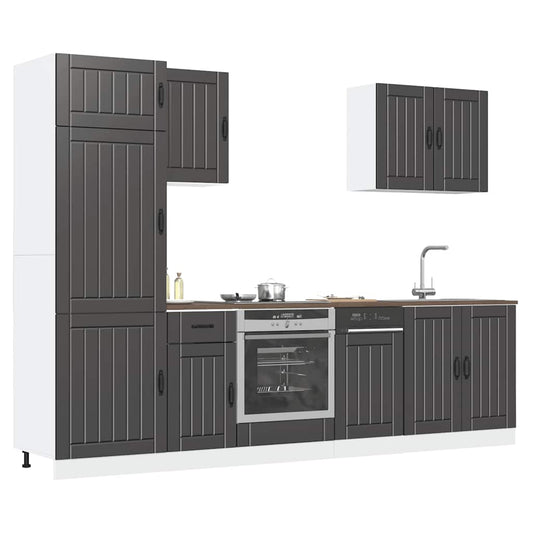 7 Piece Kitchen Cabinet Set Lucca Black Engineered Wood