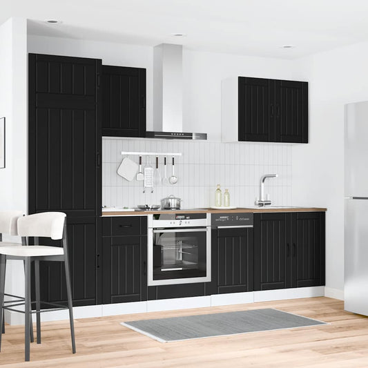 7 Piece Kitchen Cabinet Set "Lucca" Black Engineered Wood