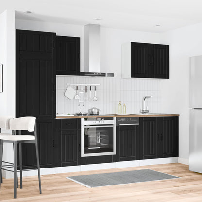 7 Piece Kitchen Cabinet Set "Lucca" Black Engineered Wood