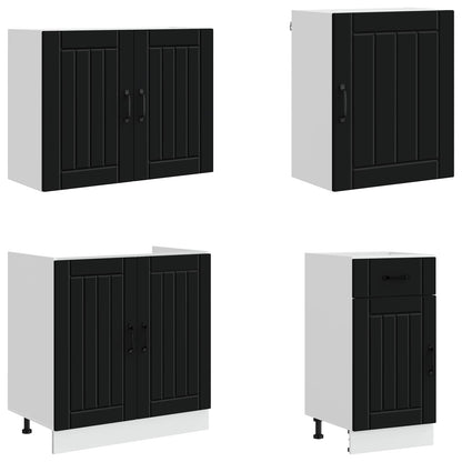 7 Piece Kitchen Cabinet Set "Lucca" Black Engineered Wood