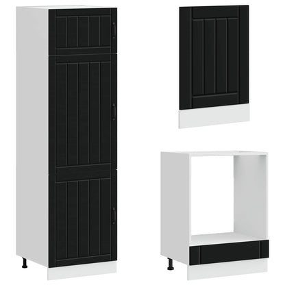 7 Piece Kitchen Cabinet Set "Lucca" Black Engineered Wood