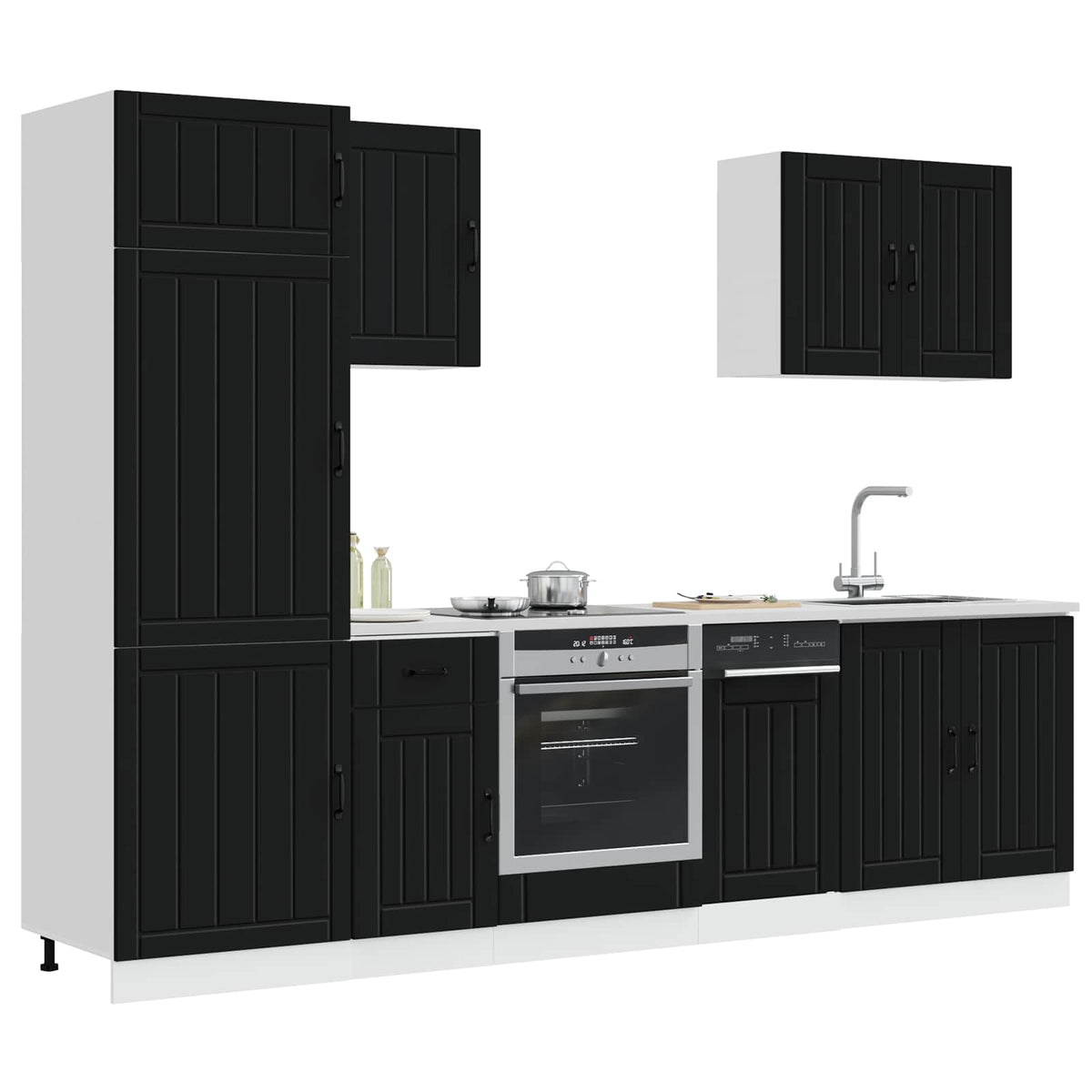 7 Piece Kitchen Cabinet Set "Lucca" Black Engineered Wood