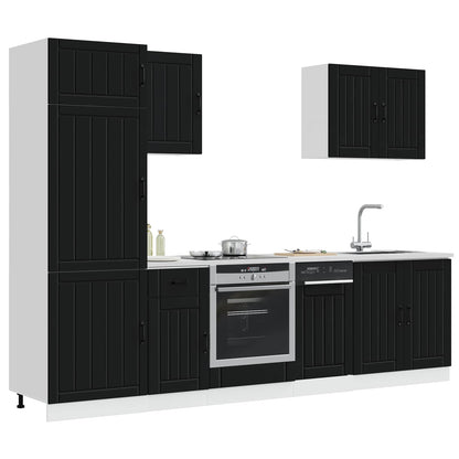 7 Piece Kitchen Cabinet Set "Lucca" Black Engineered Wood