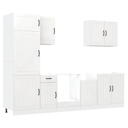 7 Piece Kitchen Cabinet Set Lucca High Gloss White Engineered Wood