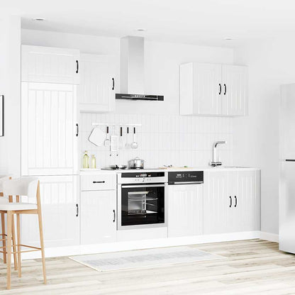 7 Piece Kitchen Cabinet Set Lucca High Gloss White Engineered Wood