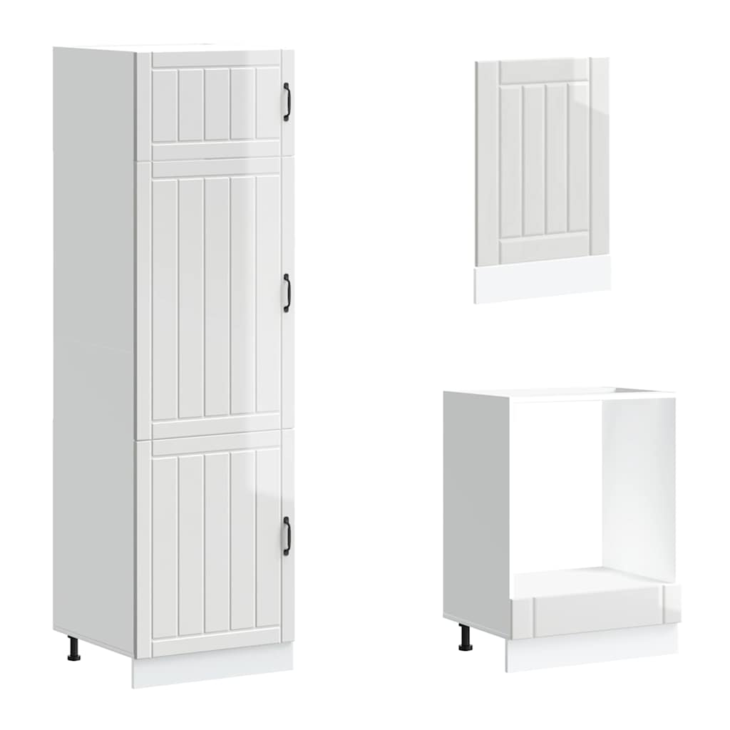 7 Piece Kitchen Cabinet Set Lucca High Gloss White Engineered Wood