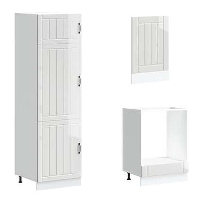 7 Piece Kitchen Cabinet Set Lucca High Gloss White Engineered Wood