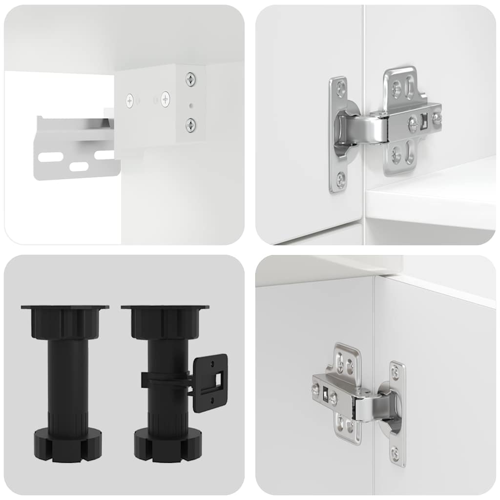 7 Piece Kitchen Cabinet Set Lucca High Gloss White Engineered Wood