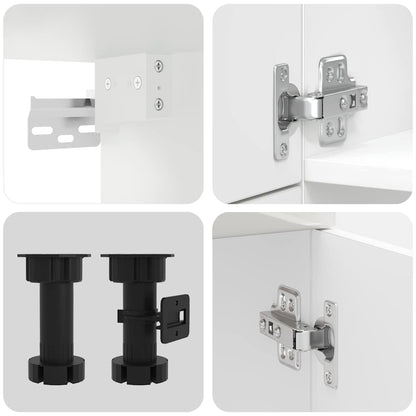 7 Piece Kitchen Cabinet Set Lucca High Gloss White Engineered Wood