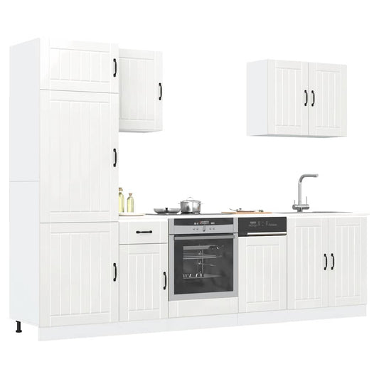7 Piece Kitchen Cabinet Set Lucca High Gloss White Engineered Wood
