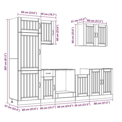 7 Piece Kitchen Cabinet Set Lucca Sonoma Oak Engineered Wood