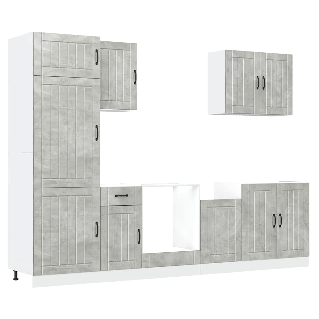 7 Piece Kitchen Cabinet Set Lucca Concrete Grey Engineered Wood