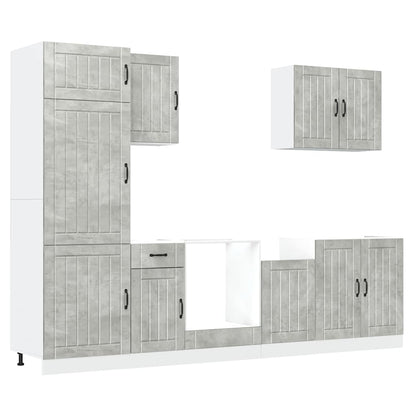 7 Piece Kitchen Cabinet Set Lucca Concrete Grey Engineered Wood