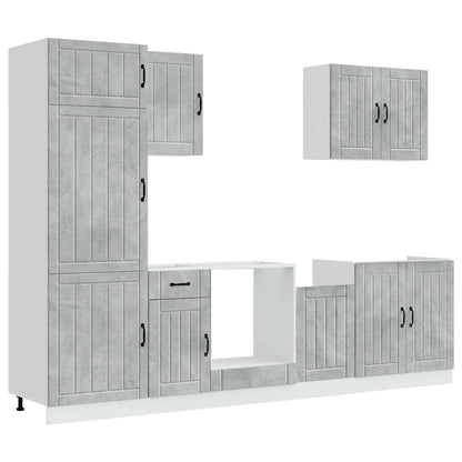 7 Piece Kitchen Cabinet Set "Lucca" Concrete Grey Engineered Wood