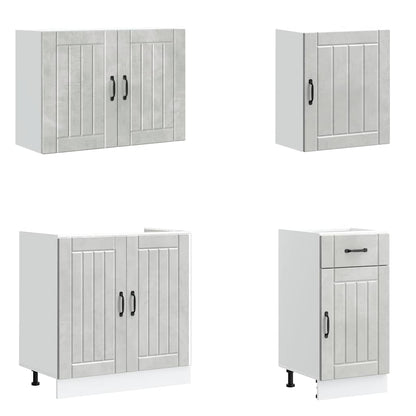 7 Piece Kitchen Cabinet Set Lucca Concrete Grey Engineered Wood