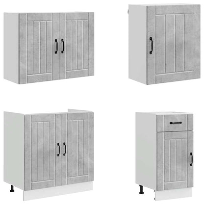 7 Piece Kitchen Cabinet Set "Lucca" Concrete Grey Engineered Wood