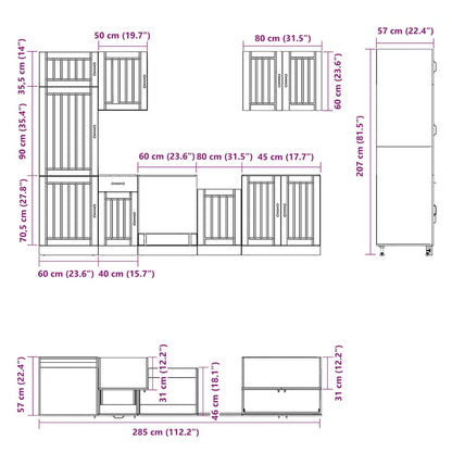 7 Piece Kitchen Cabinet Set Lucca Concrete Grey Engineered Wood
