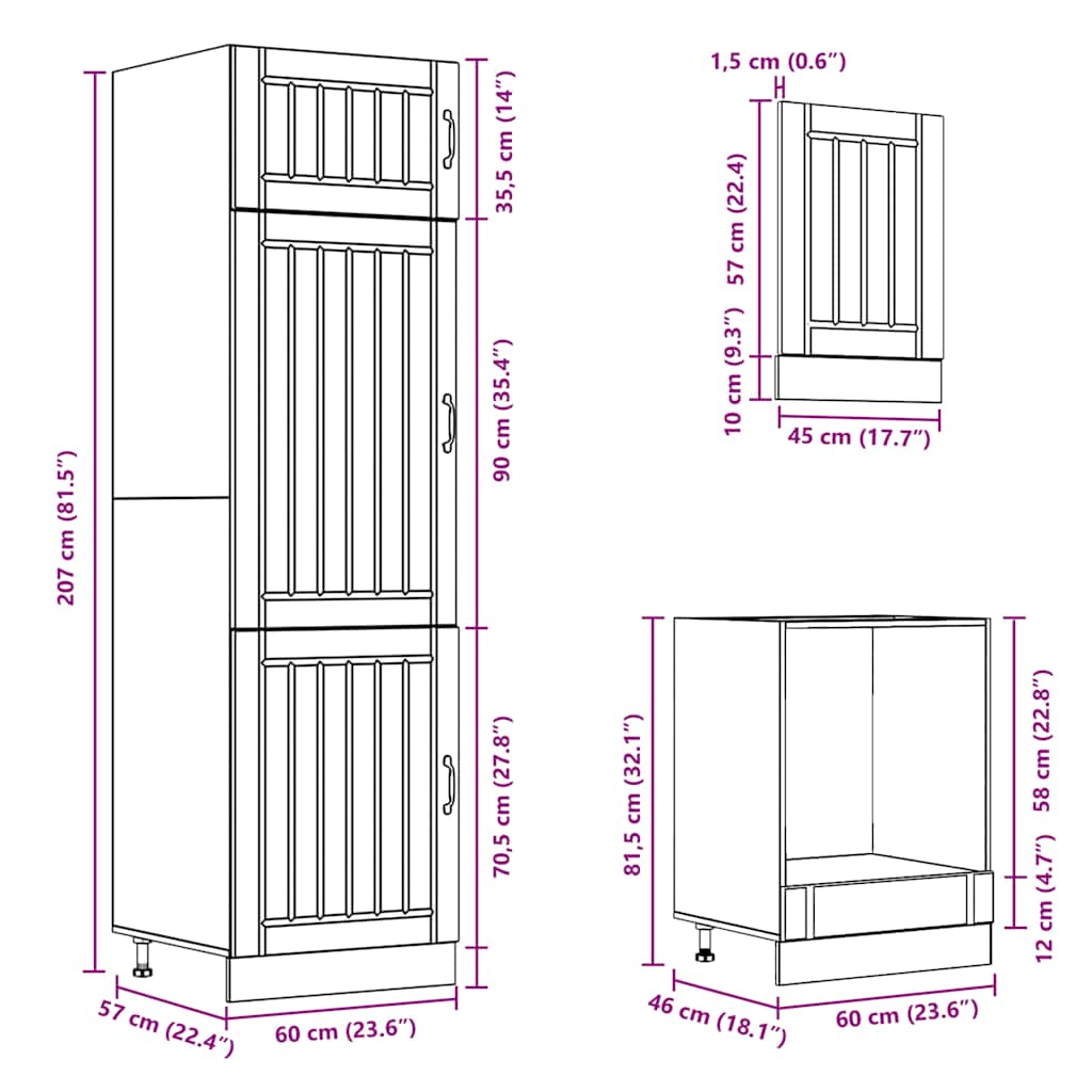 7 Piece Kitchen Cabinet Set Lucca Concrete Grey Engineered Wood