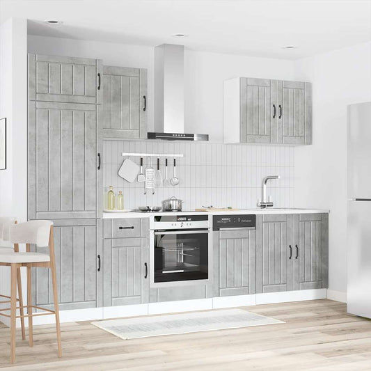 7 Piece Kitchen Cabinet Set "Lucca" Concrete Grey Engineered Wood