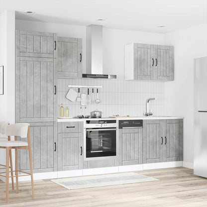 7 Piece Kitchen Cabinet Set "Lucca" Concrete Grey Engineered Wood