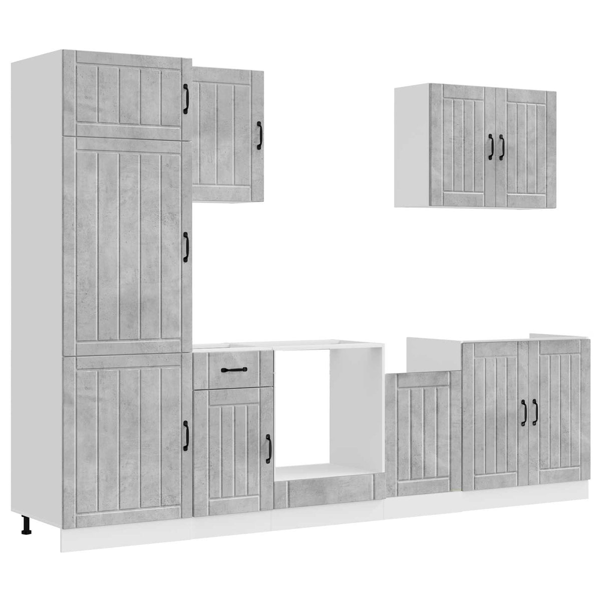 7 Piece Kitchen Cabinet Set "Lucca" Concrete Grey Engineered Wood