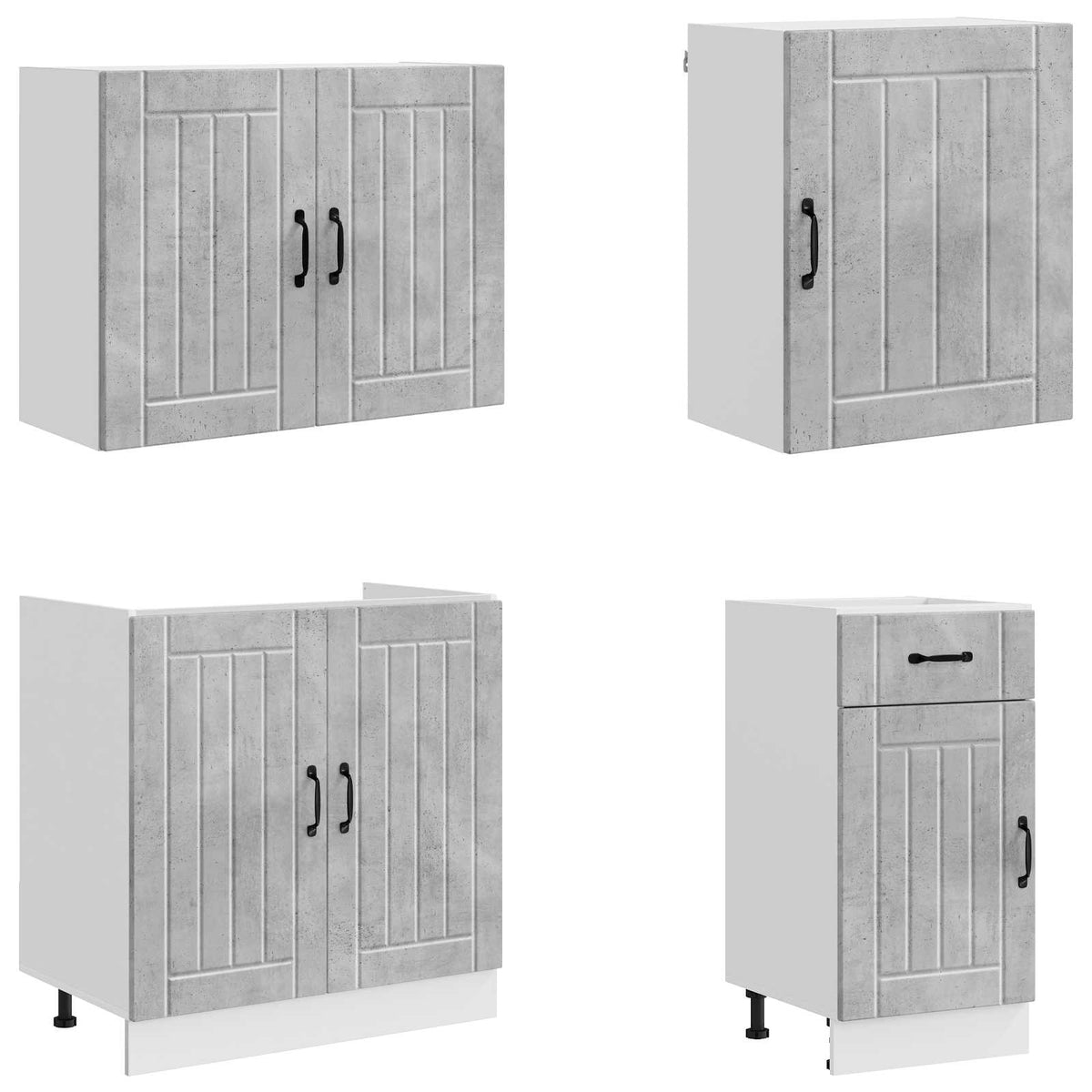 7 Piece Kitchen Cabinet Set "Lucca" Concrete Grey Engineered Wood