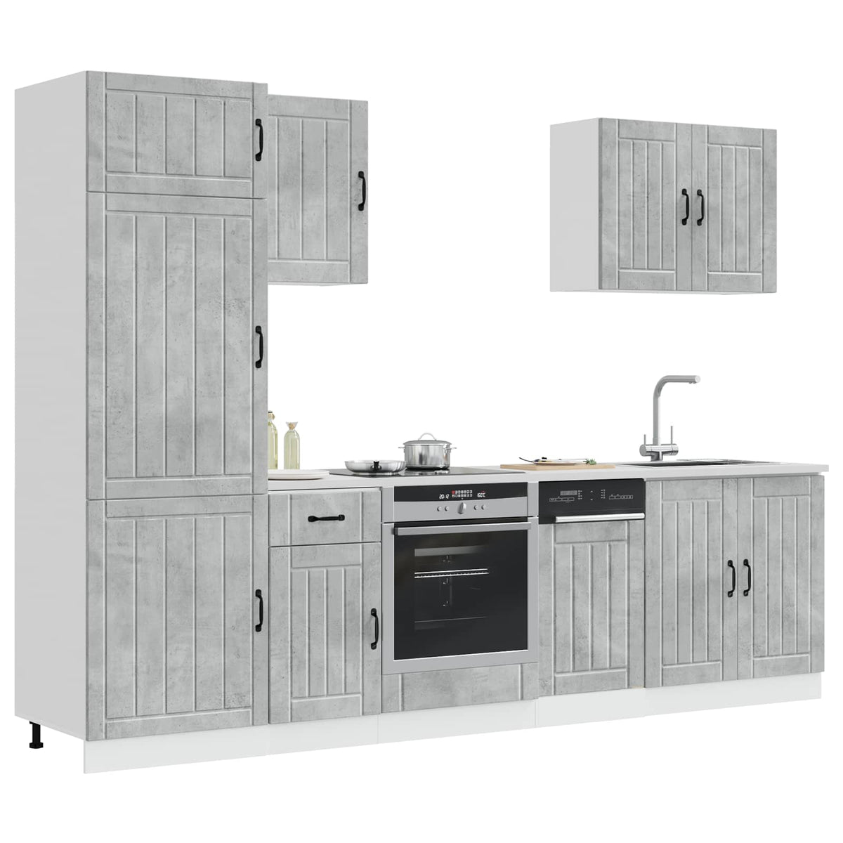 7 Piece Kitchen Cabinet Set "Lucca" Concrete Grey Engineered Wood